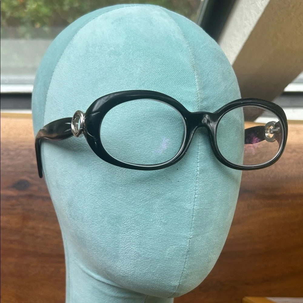 Cartier Vintage Black Oval Women's Glasses with Silver Temple Rings !!